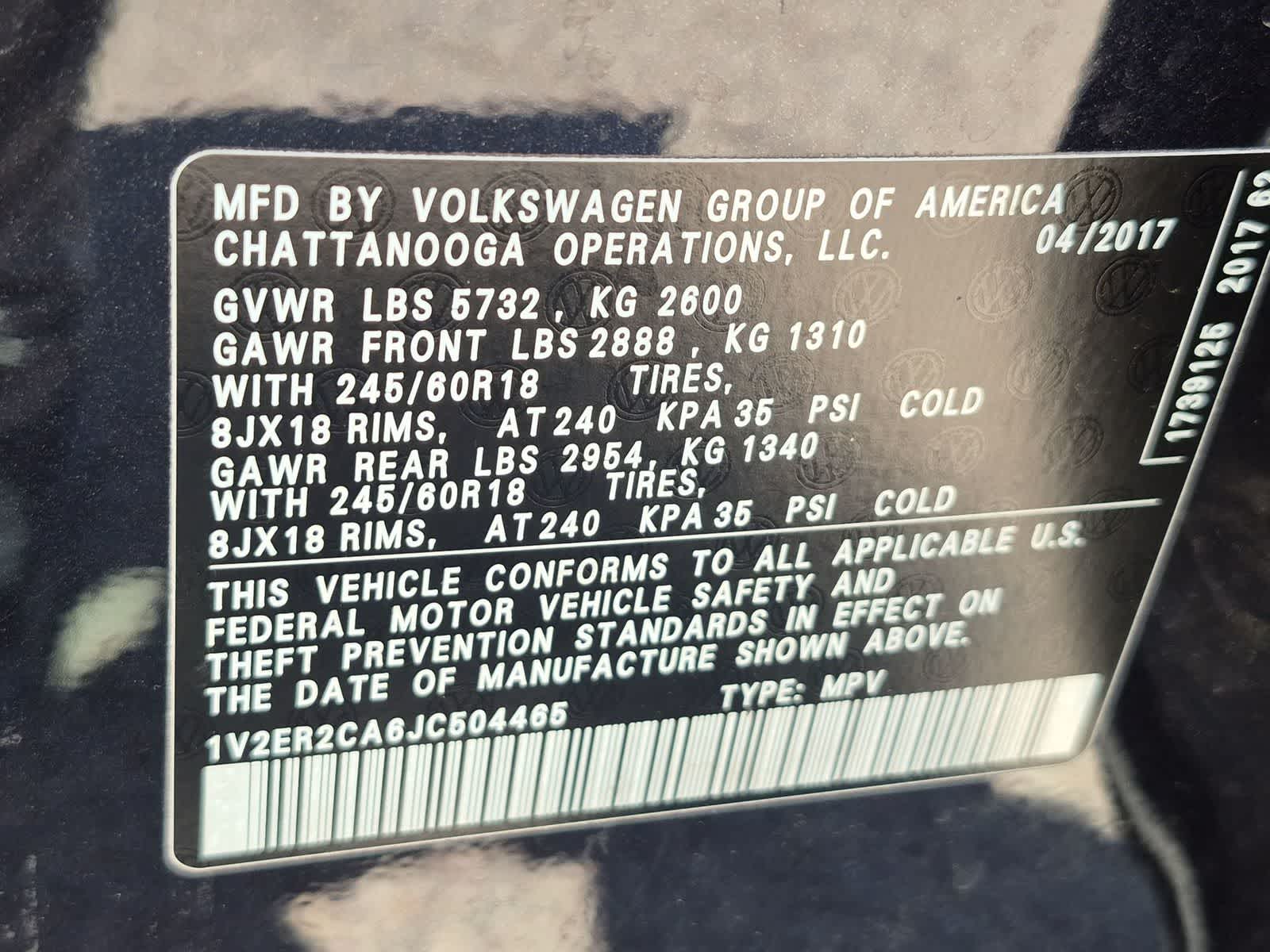 2018 Volkswagen Atlas 3.6L V6 SEL