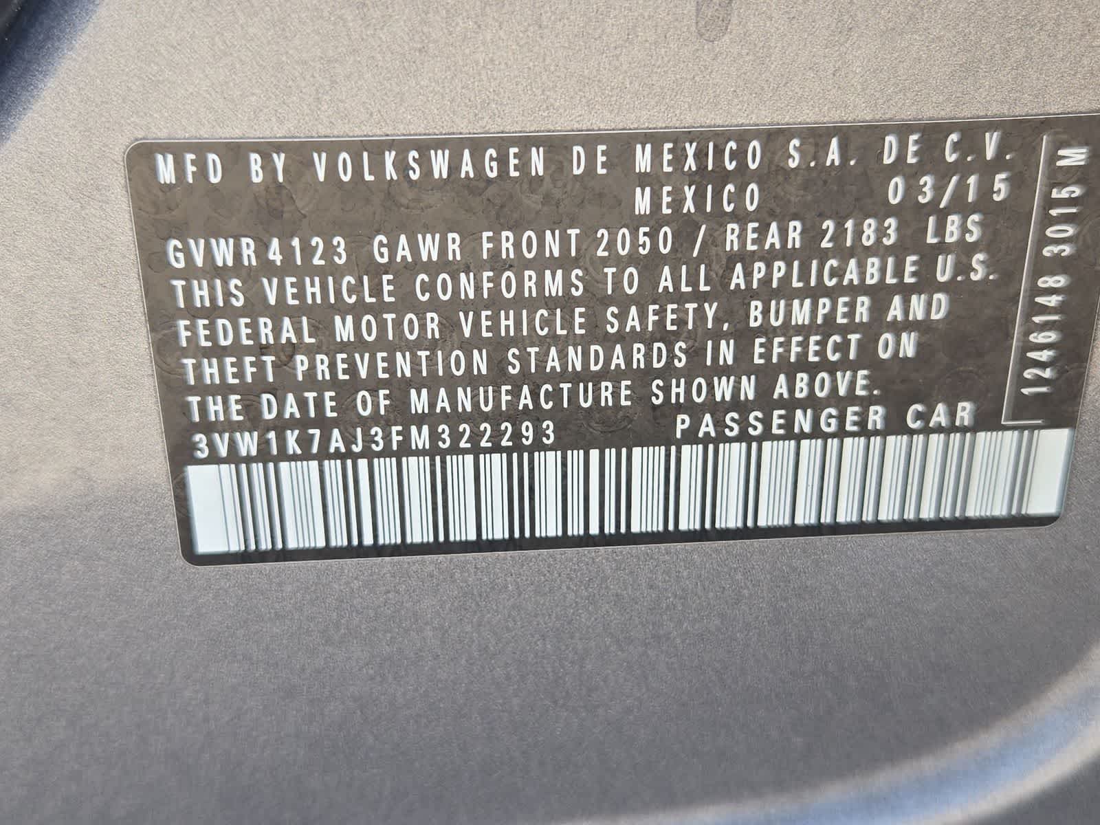2015 Volkswagen Jetta 2.0L S